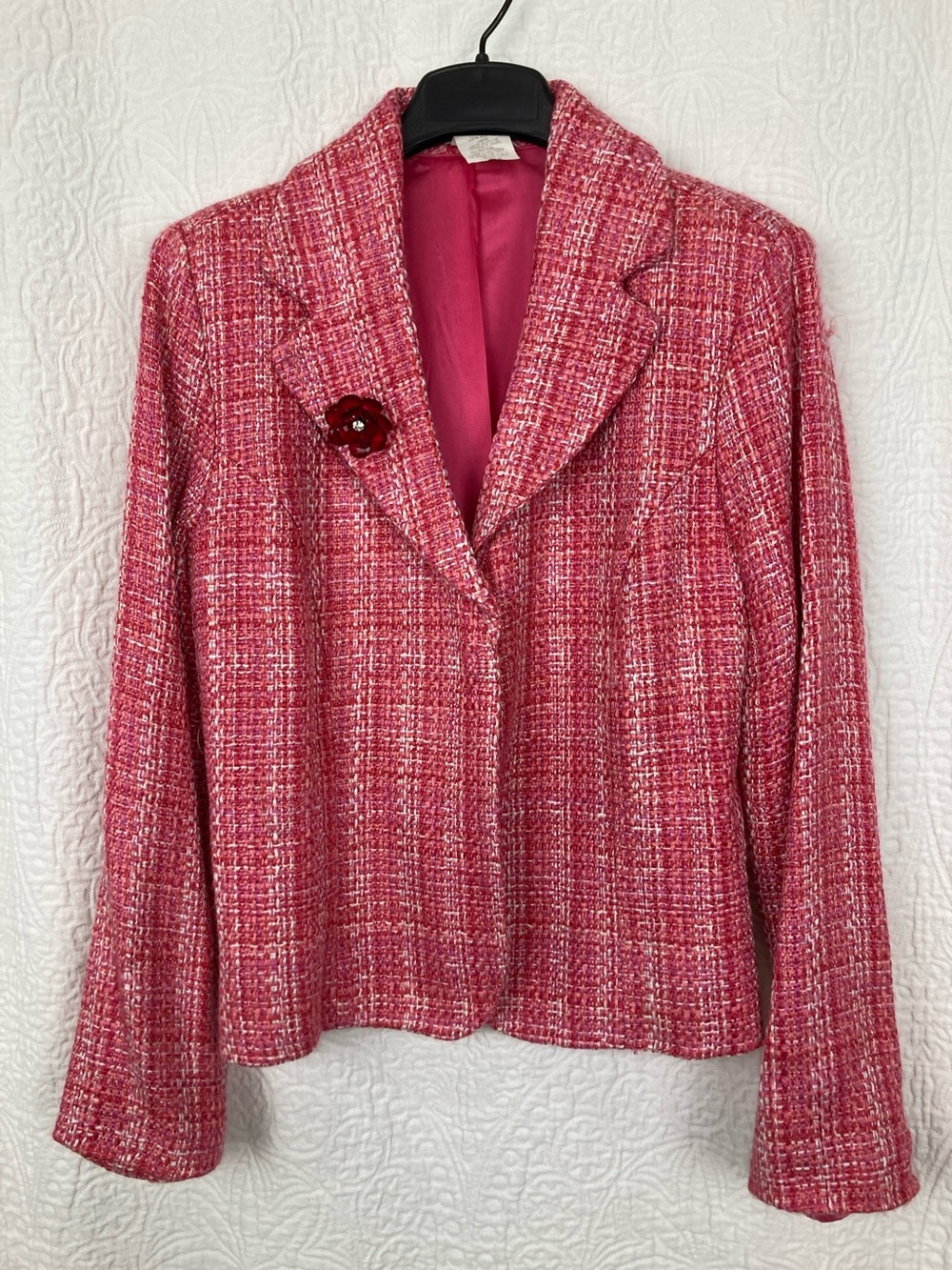 VTG Dress Barn Pink Tweed Crop Blazer sz 8 NWT